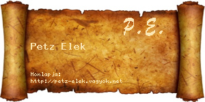 Petz Elek névjegykártya